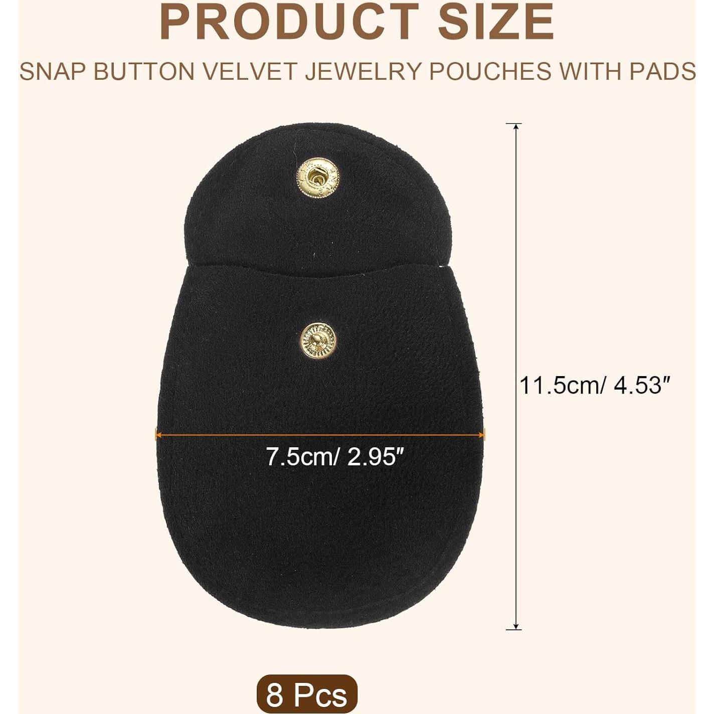 Bolsas de Joyas de Terciopelo uxcell - 8 Pcs 7.5x11.5cm Negro