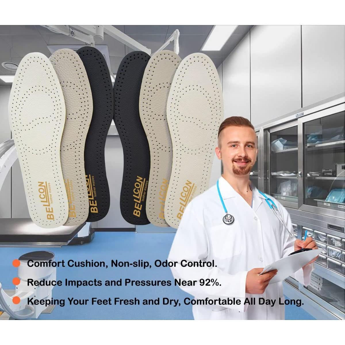 Plantillas de Cuero Bellcon Antideslizantes 3 Pares Mujeres 35-36