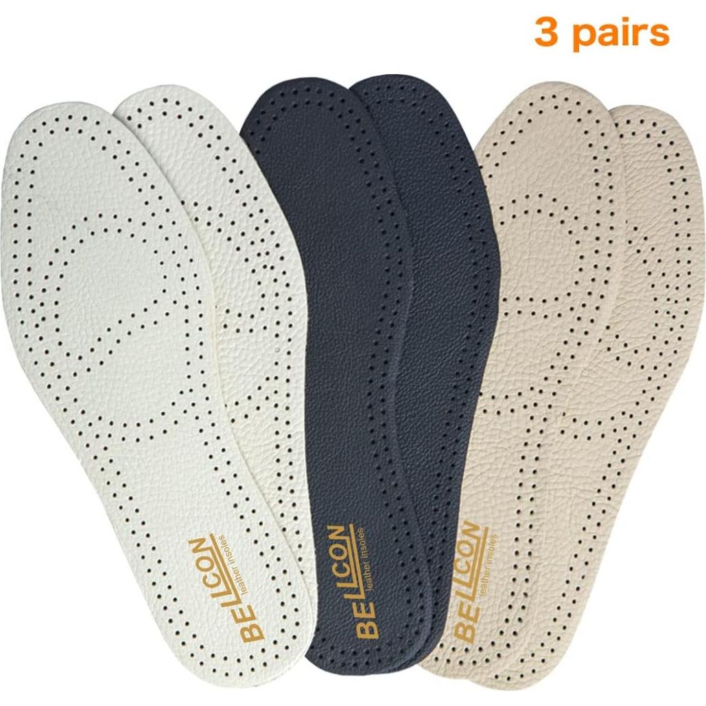 Plantillas de Cuero Bellcon Antideslizantes 3 Pares Mujeres 35-36
