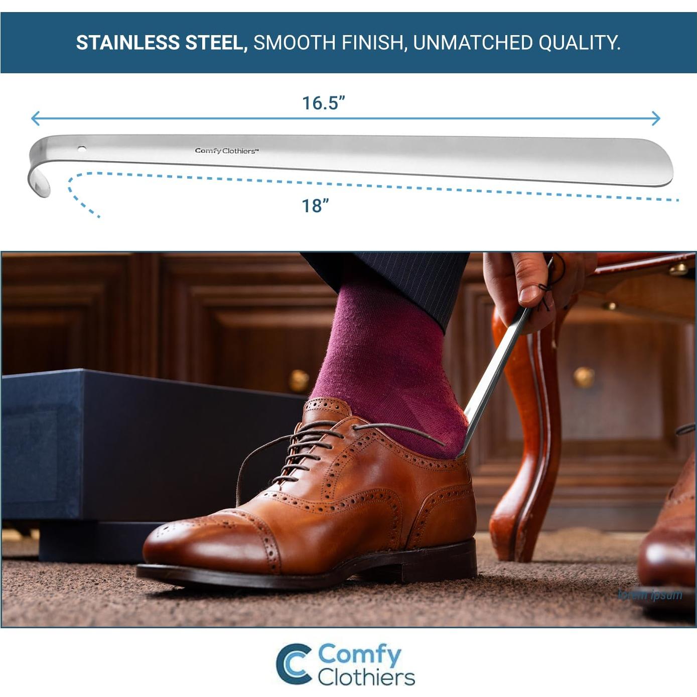 Calzador de Metal Comfy Clothiers Mango Largo 42cm Acero Inoxidable