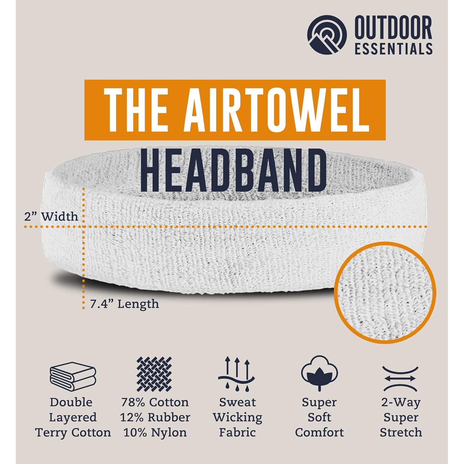 Banda de Sudor OutdoorEssentials - Paquete de 12 Multicolor