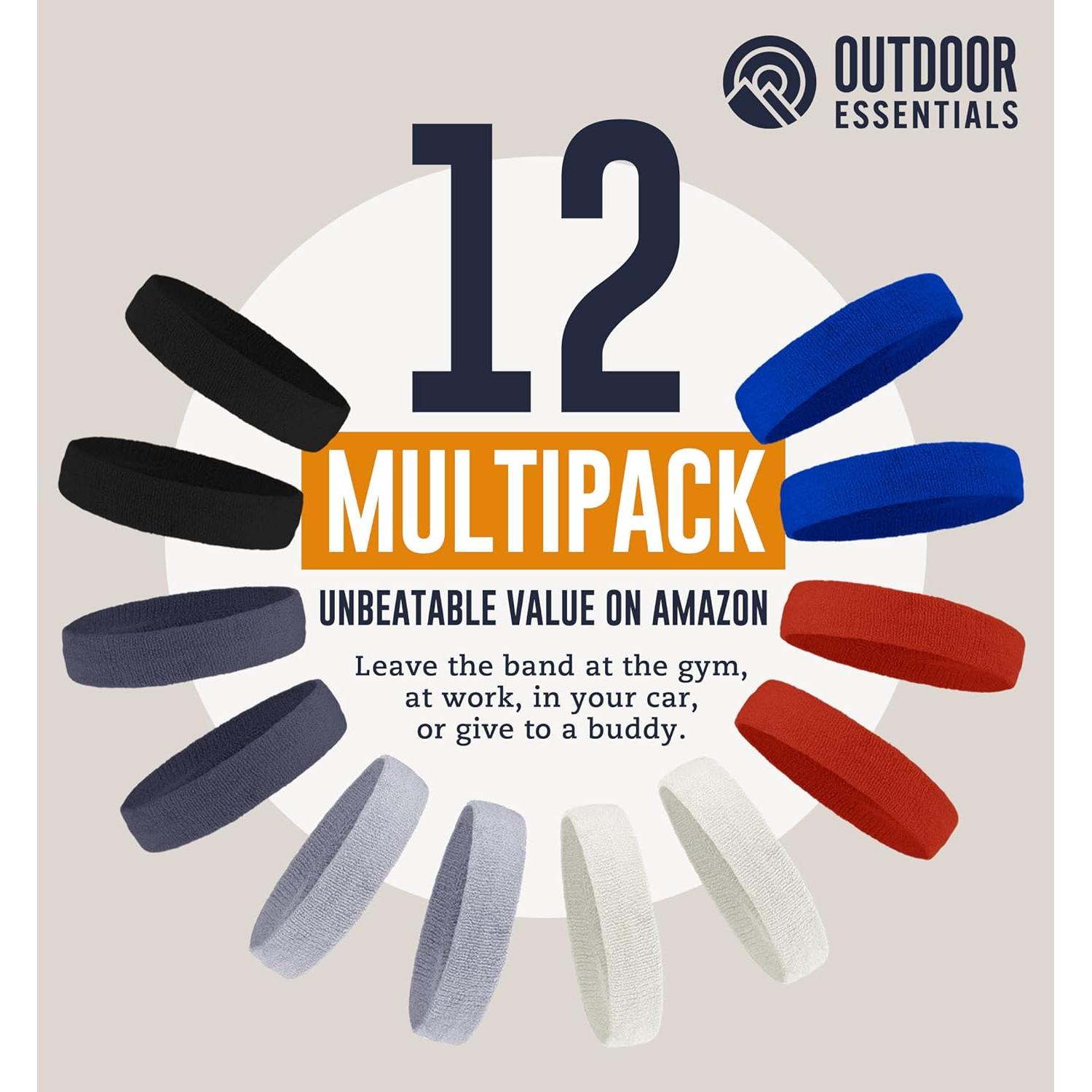 Banda de Sudor OutdoorEssentials - Paquete de 12 Multicolor