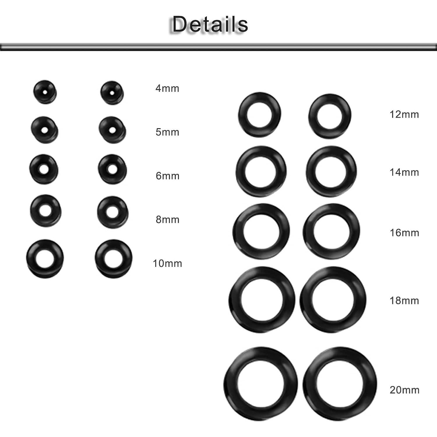 Kit de Estiramiento de Tapones de Silicona Yaalozei 6G-20mm