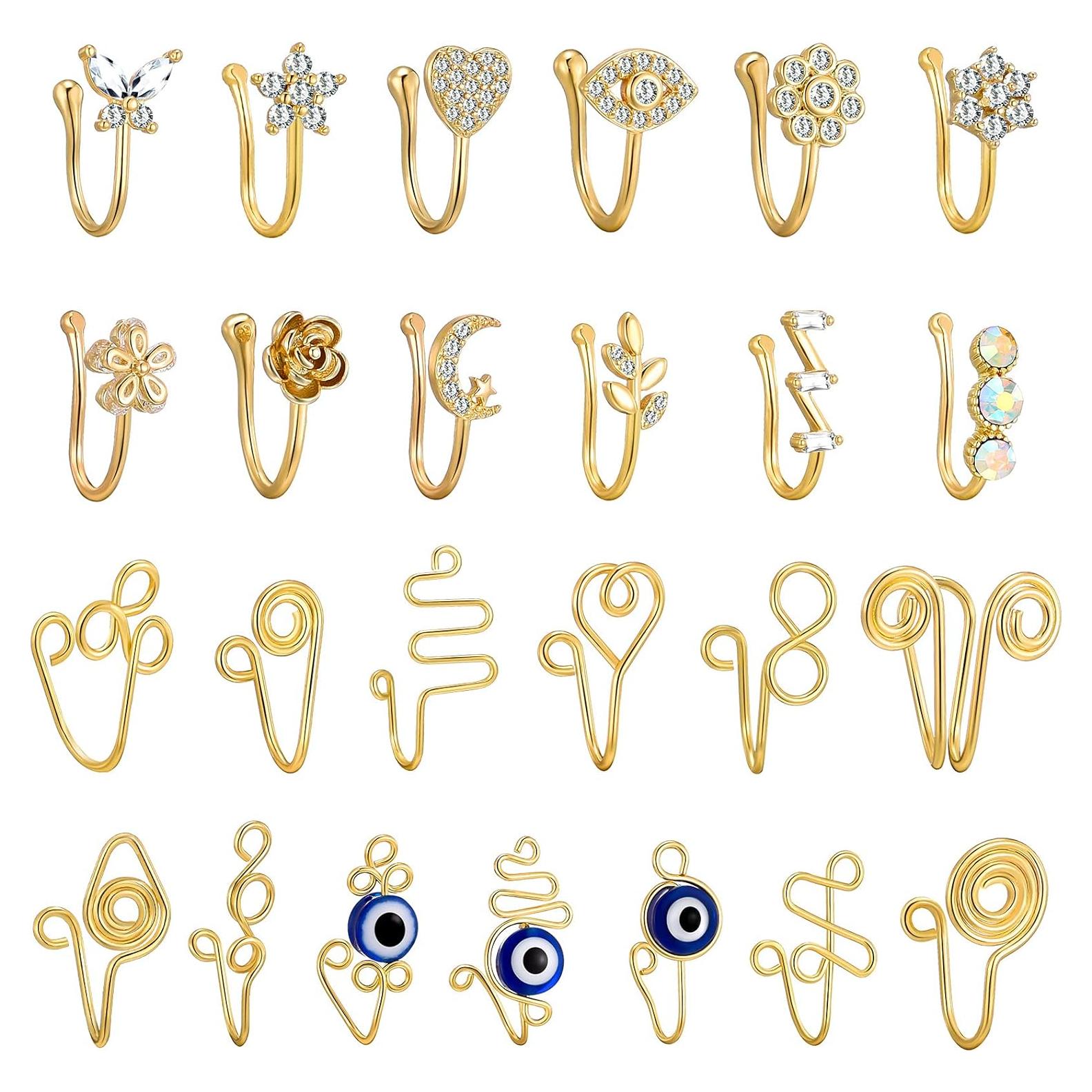 Anillos de Nariz Falsos TAMHOO 25 Pcs Cobre Bañado en Oro