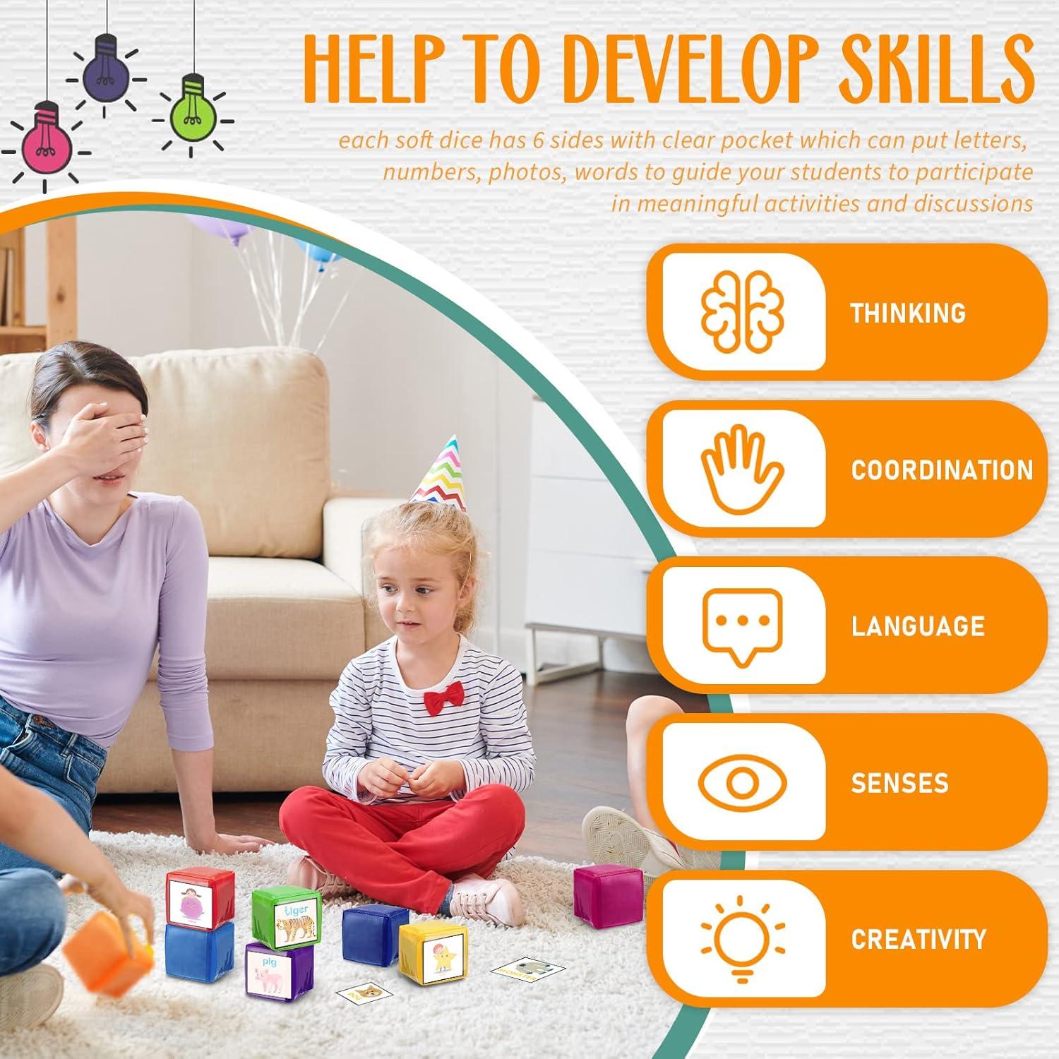 Dados de Espuma Educativos Yilloog 16 Pcs 8 cm Color Sólido