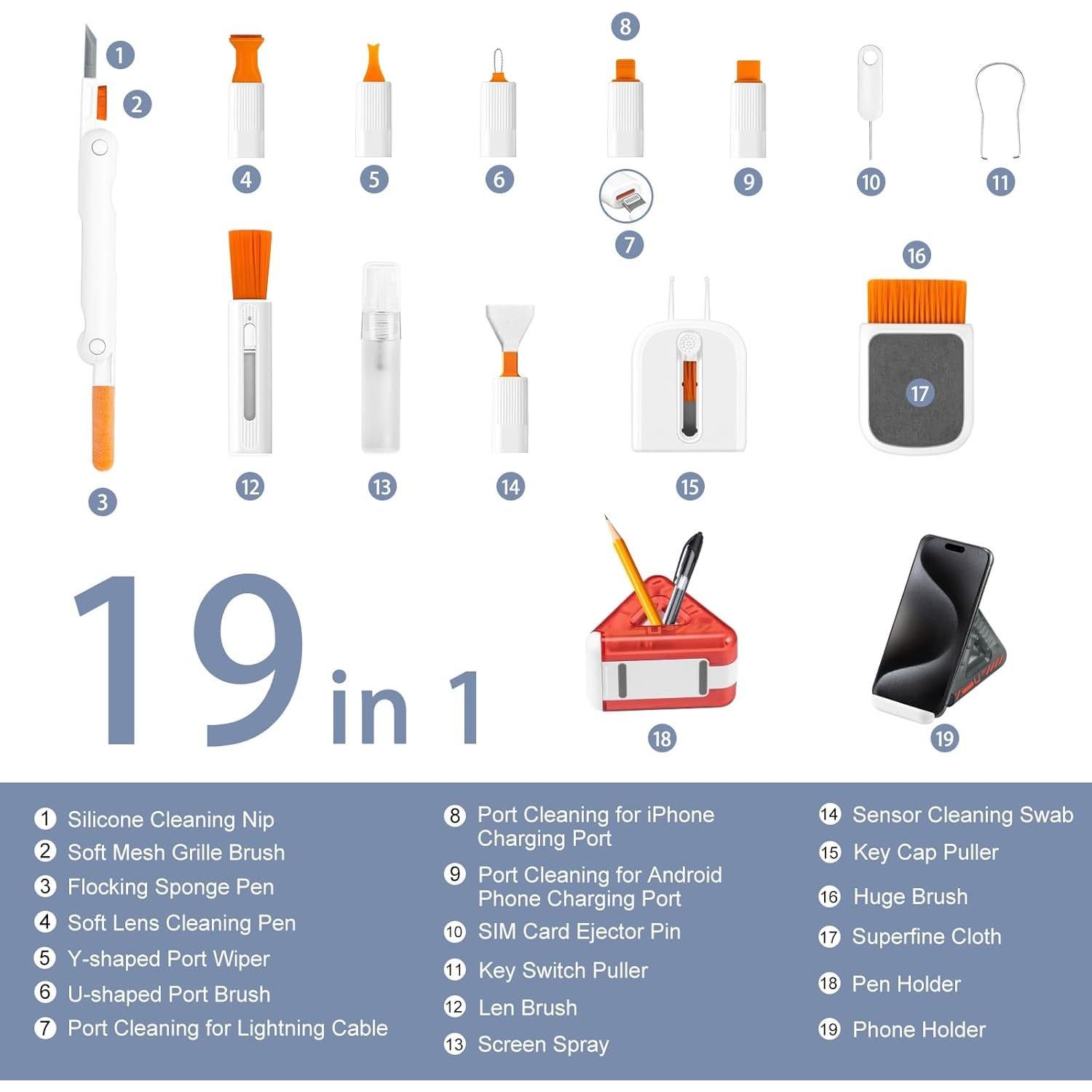 Cepillo de Limpieza Multifuncional 9 en 1 Genérico Negro