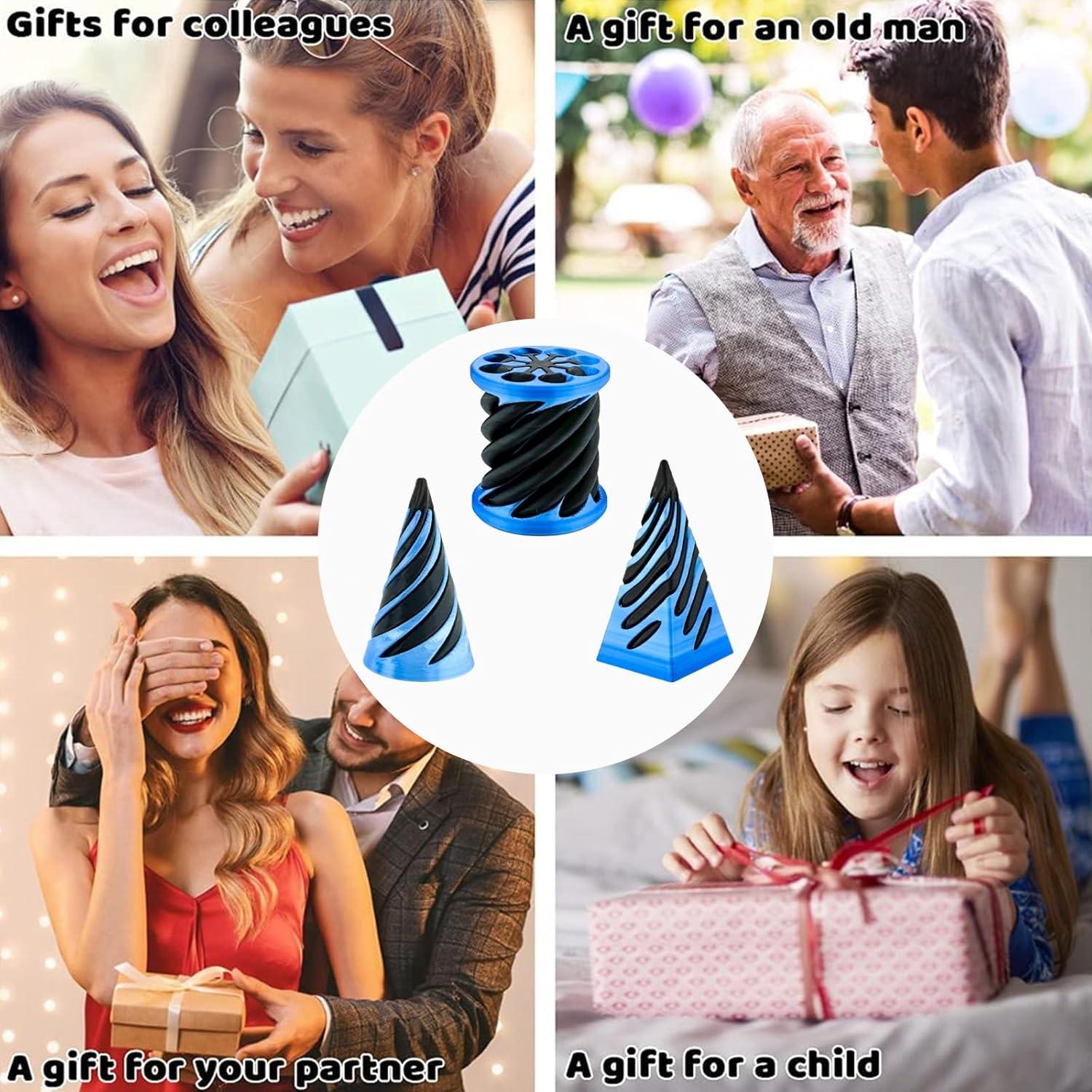 3 Paquetes Juguete Antiestrés Cono Espiral Lyzbbsoy Azul