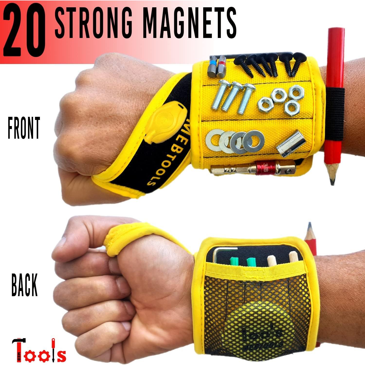 Pulsera Magnética MEBTOOLS con Linterna y Cinta Métrica 1.5m