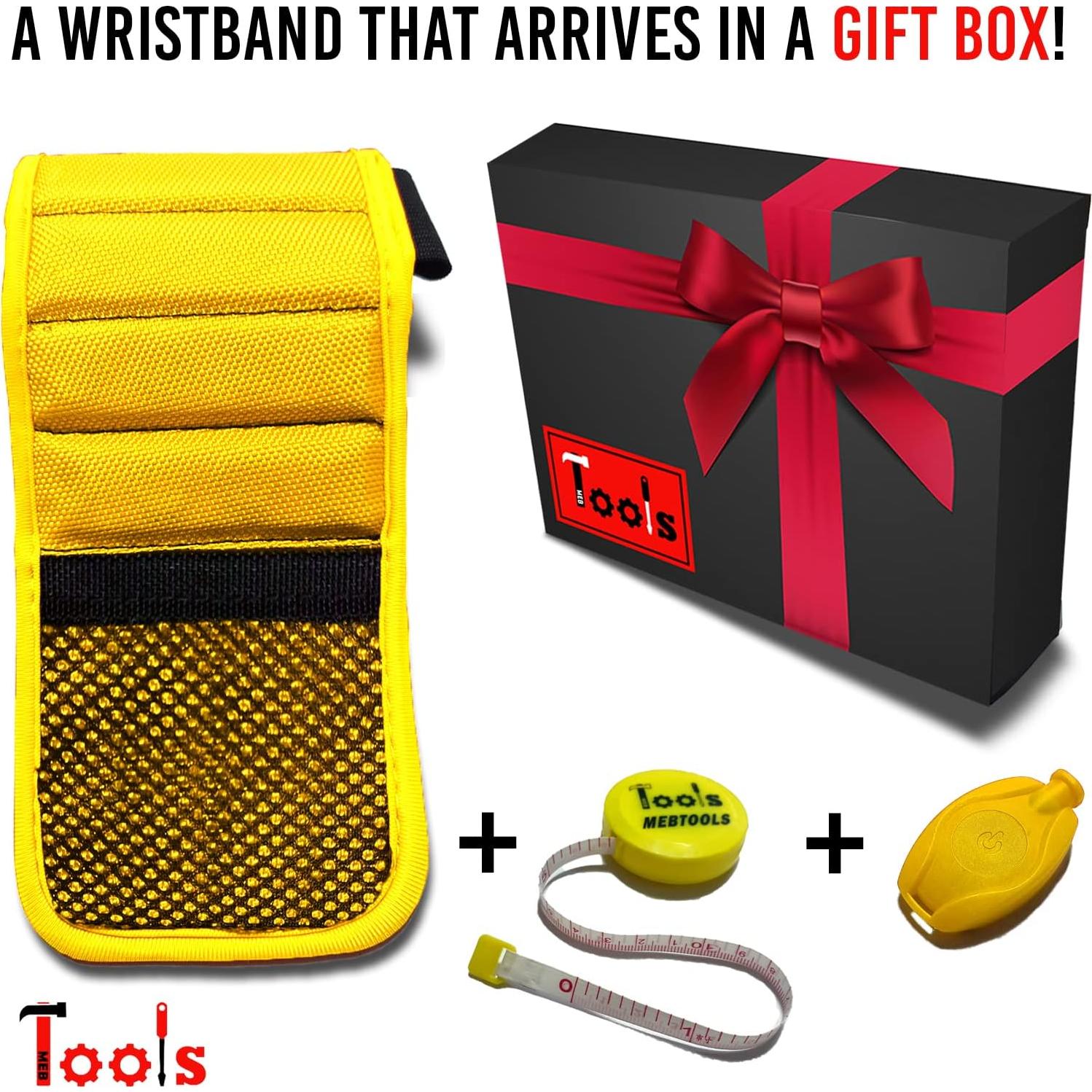Pulsera Magnética MEBTOOLS con Linterna y Cinta Métrica 1.5m