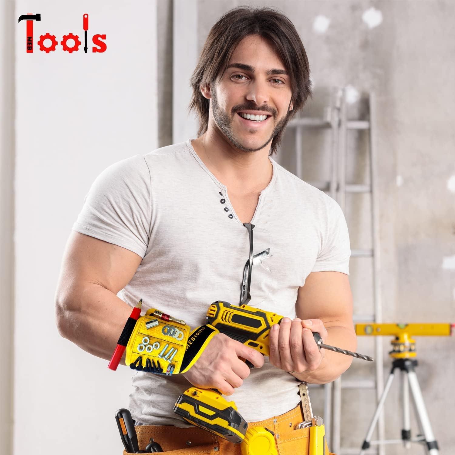 Pulsera Magnética MEBTOOLS con Linterna y Cinta Métrica 1.5m