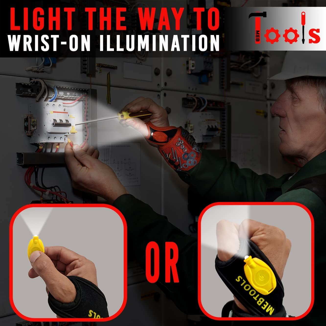 Pulsera Magnética MEBTOOLS con Linterna y Cinta Métrica 1.5m