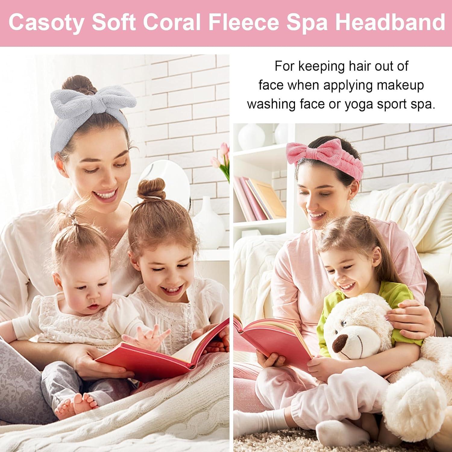 Banda de Cabeza para Spa Casoty 6 Pcs Suave Franela Coral