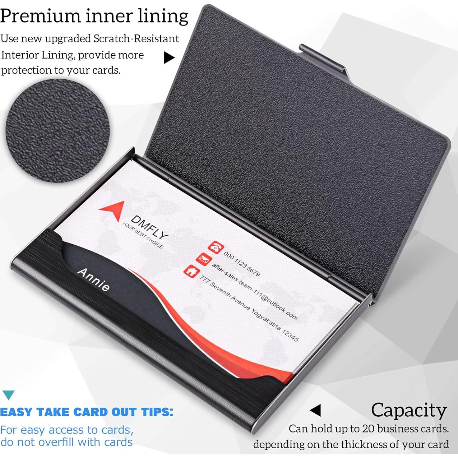 Funda de Tarjetas de Negocios DMFLY Acero Inoxidable Negro