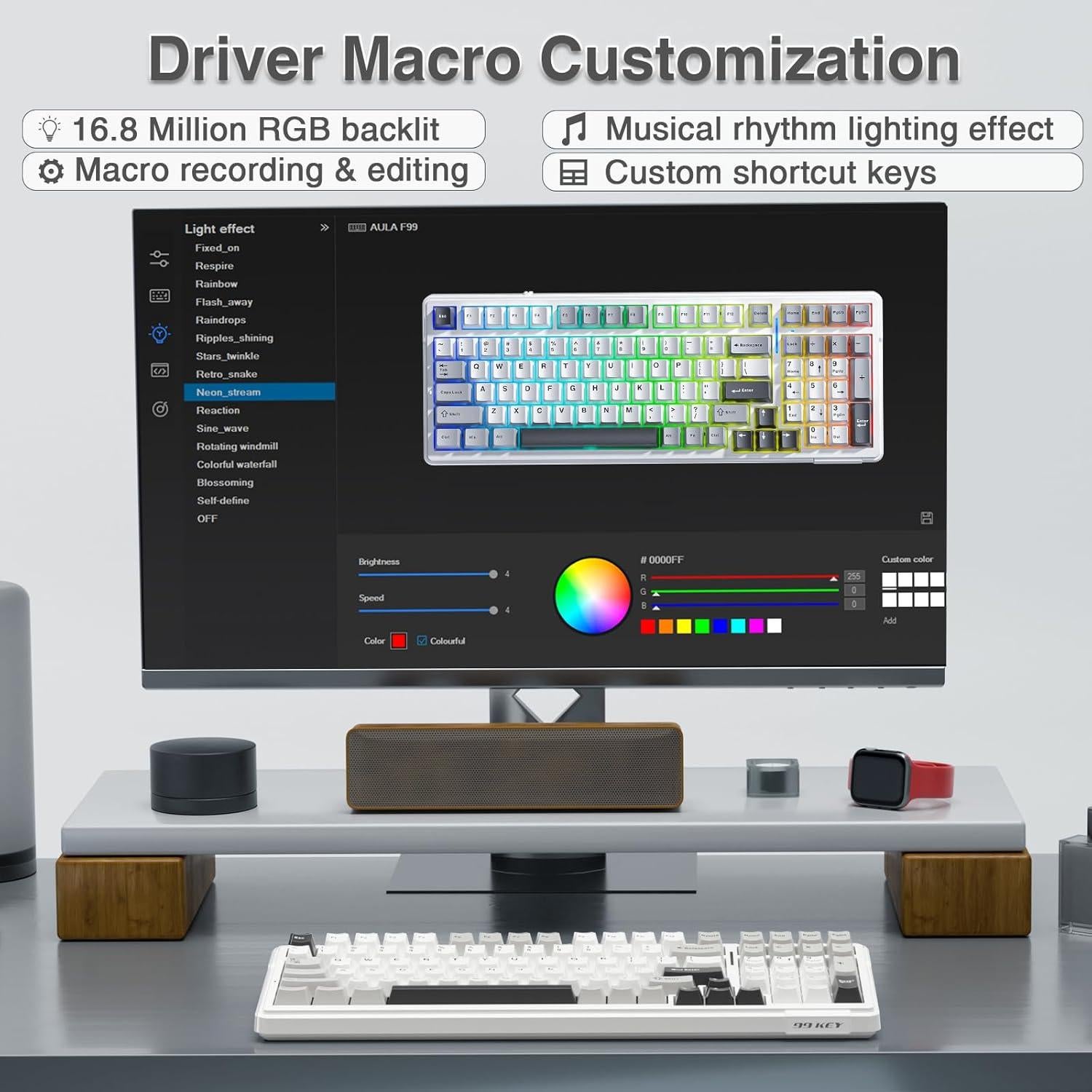 Teclado Mecánico Inalámbrico AULA F99 RGB 99 Teclas