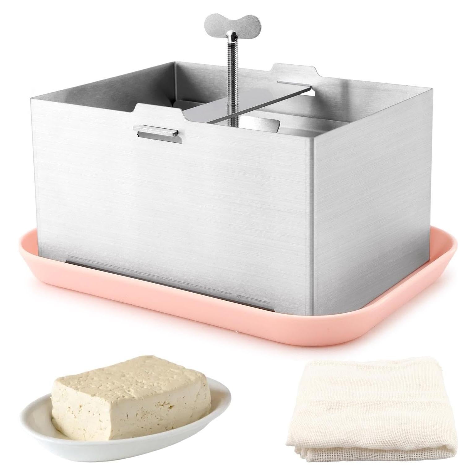 Prensa de Tofu Acero Inoxidable Bibabala con Bandeja y Toalla