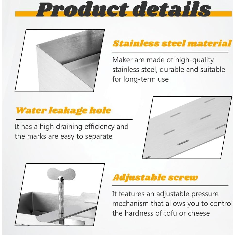 Prensa de Tofu Acero Inoxidable Bibabala con Bandeja y Toalla