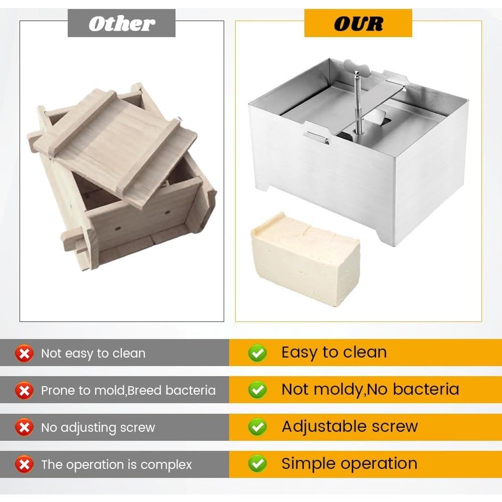 Prensa de Tofu Acero Inoxidable Bibabala con Bandeja y Toalla