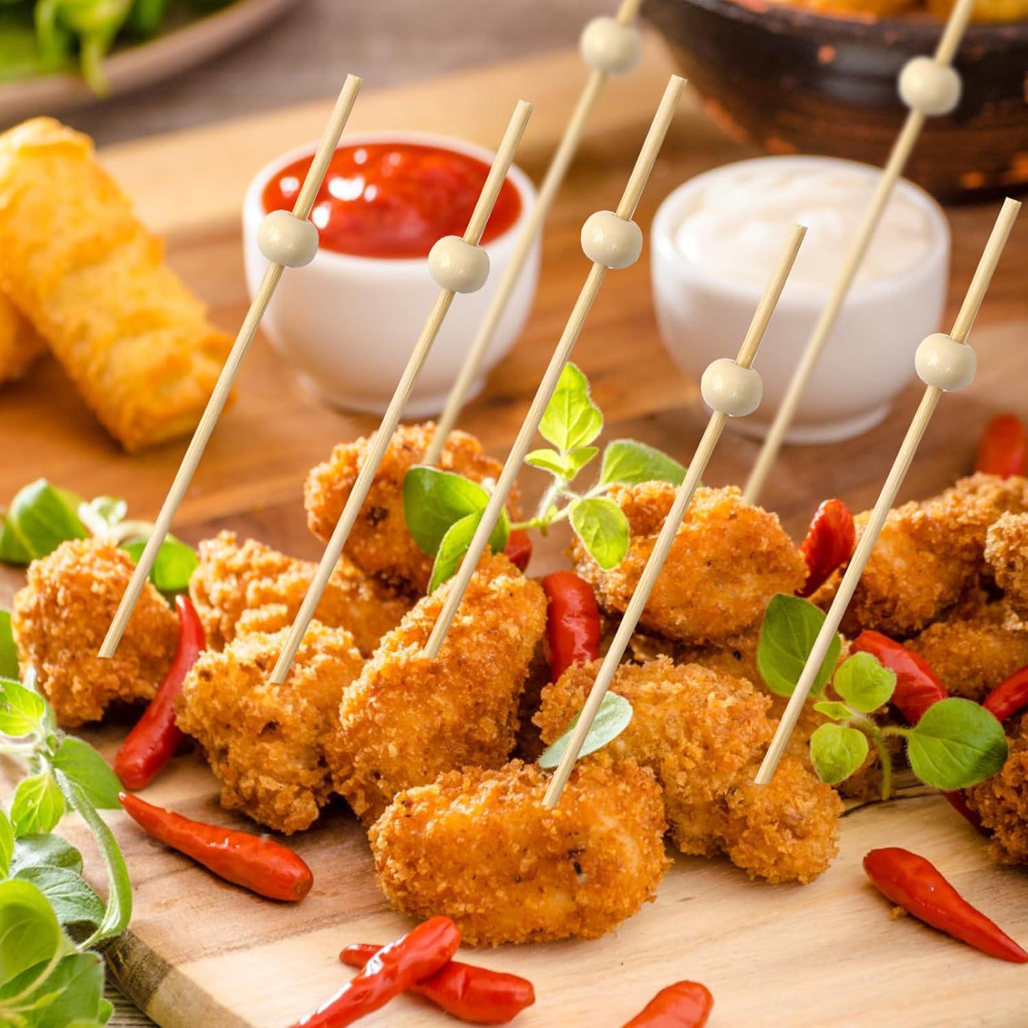 200 Palillos de Cóctel de Bambú HFengQ 12 cm para Aperitivos