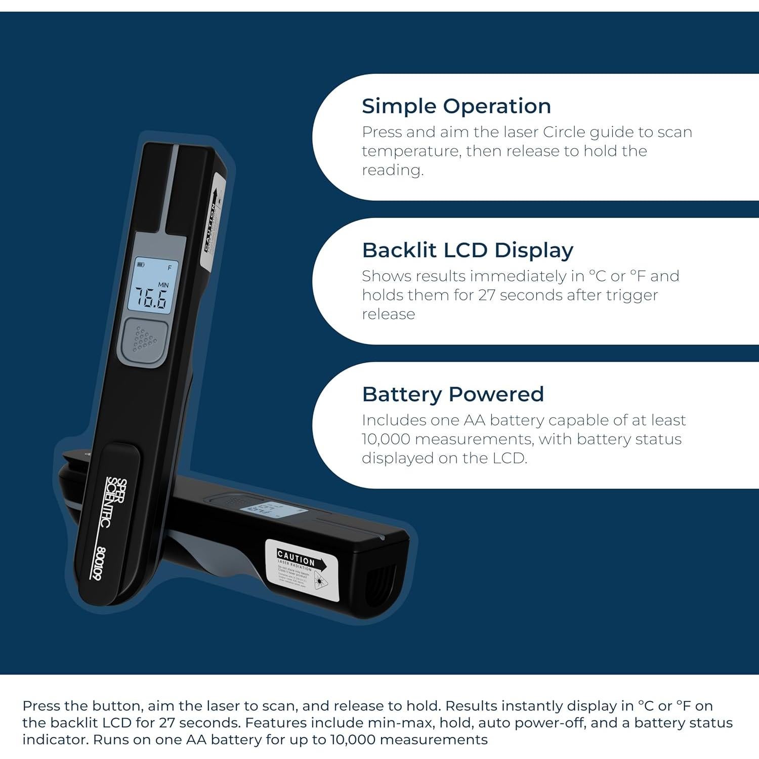 Termómetro Infrarrojo Sper Scientific 800109 con Láser