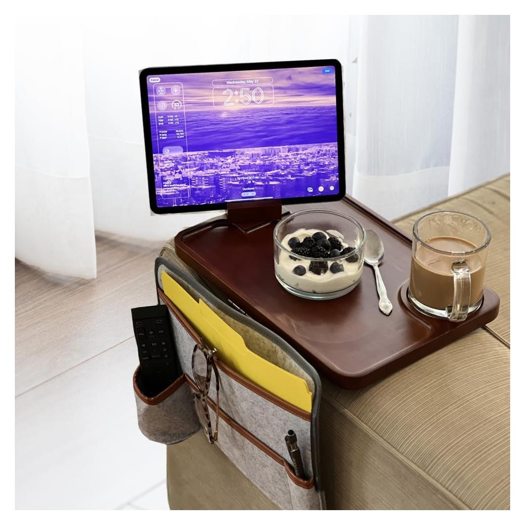 Mesa de brazo de sofá Sunflower 001 de bambú con bolsa