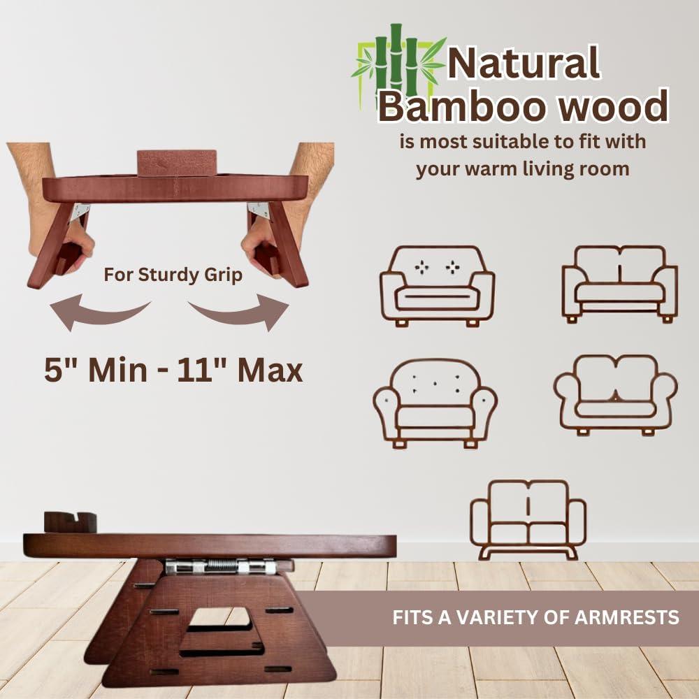 Mesa de brazo de sofá Sunflower 001 de bambú con bolsa