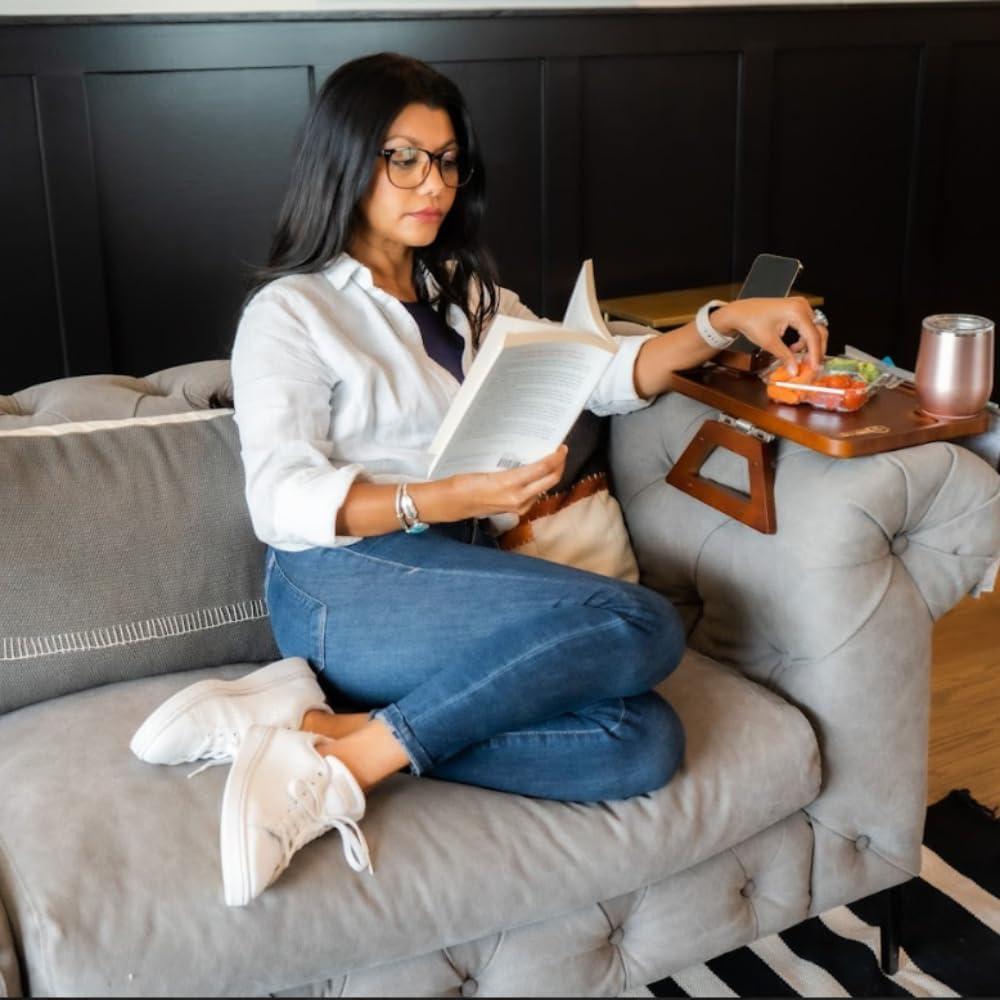 Mesa de brazo de sofá Sunflower 001 de bambú con bolsa