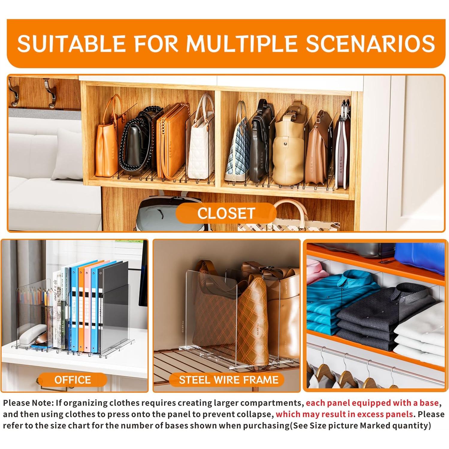 Divisores de Estante Acrílico Yieach 4 Piezas Ajustables