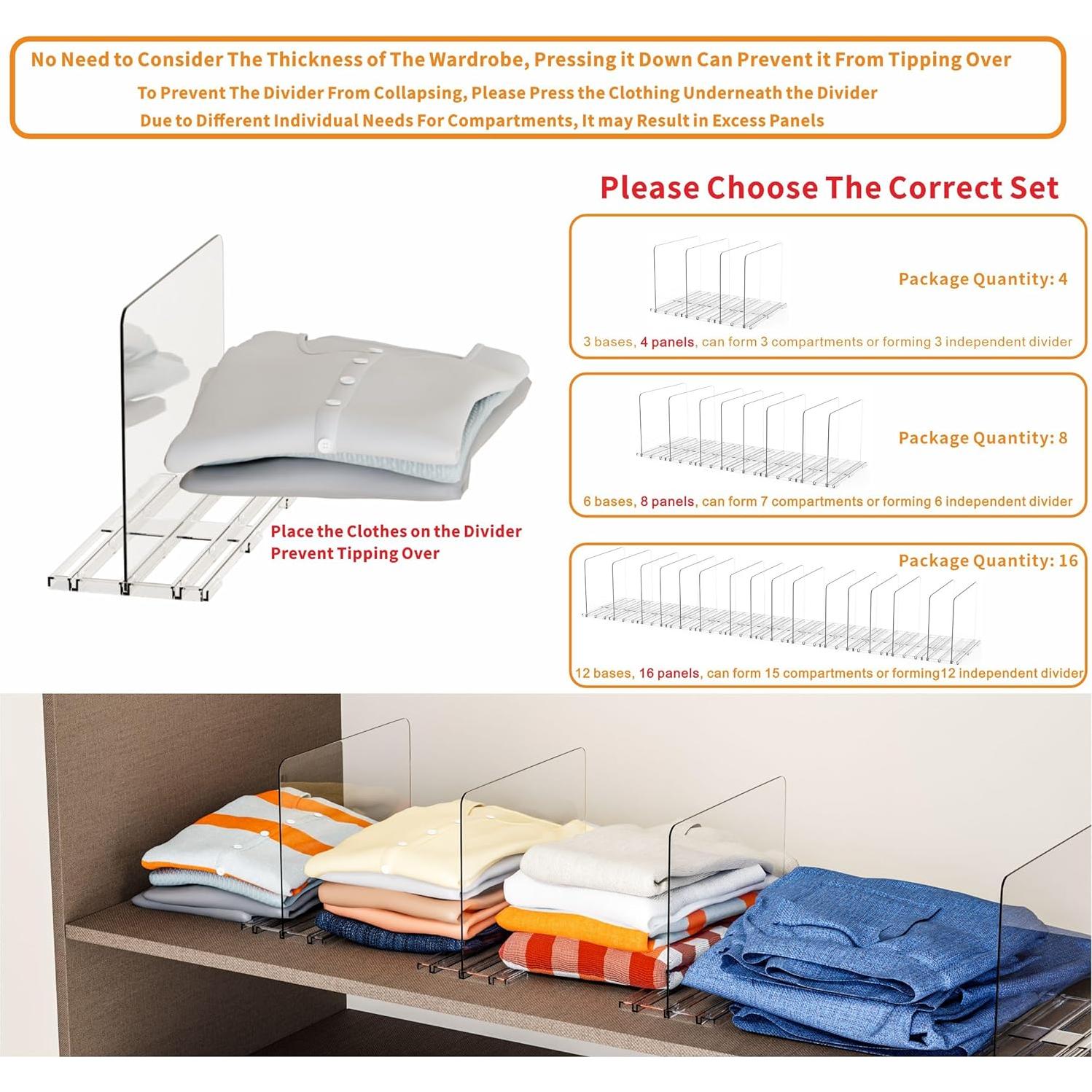 Divisores de Estante Acrílico Yieach 4 Piezas Ajustables