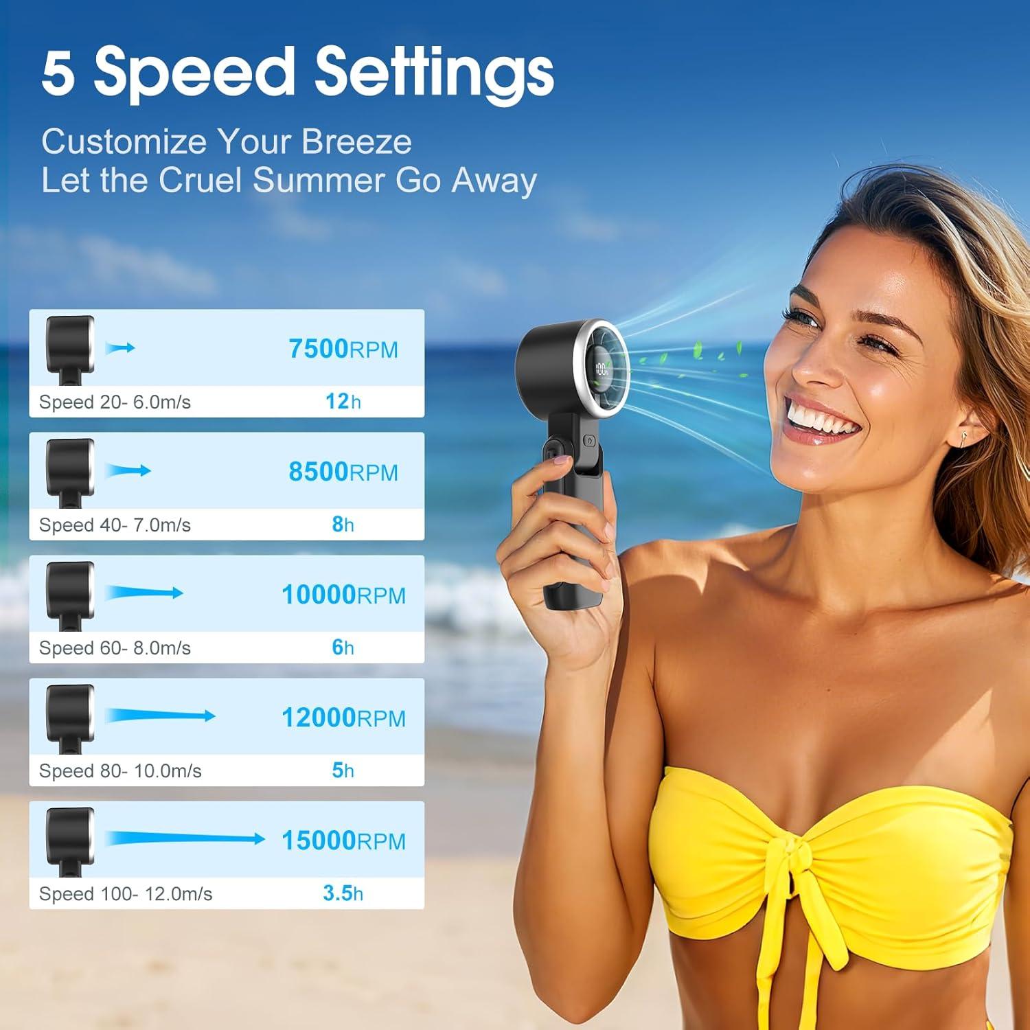 Ventilador Portátil Recargable WHATOOK H05 5 Velocidades LED