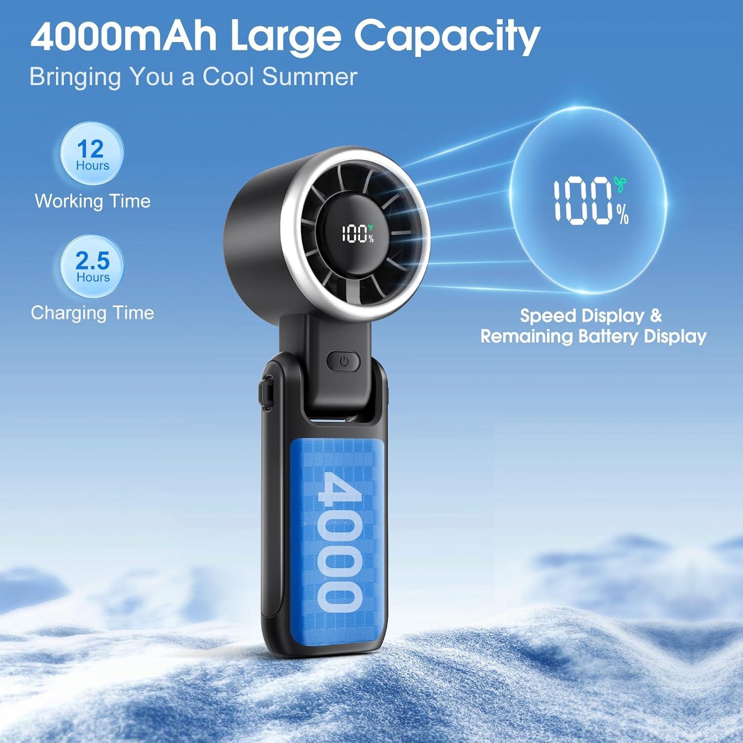 Ventilador Portátil Recargable WHATOOK H05 5 Velocidades LED