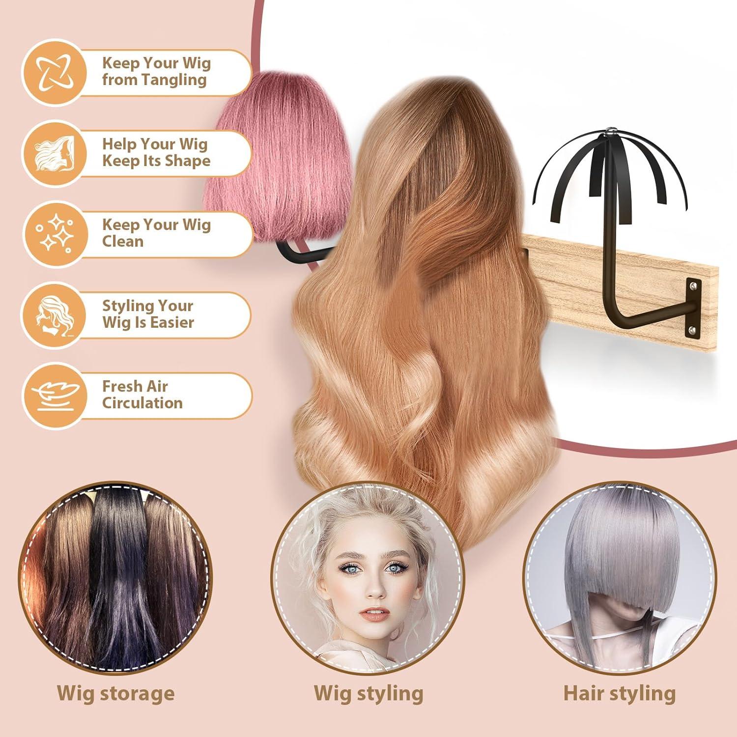 Soporte de Peluca Colgante Yingsi-fty para 6 Pelucas Negro