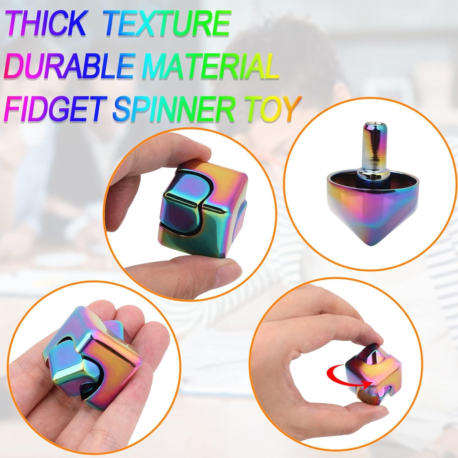 Cubo Fidget Spinner QLKUNLA Antiestrés 4-en-1 Arcoíris