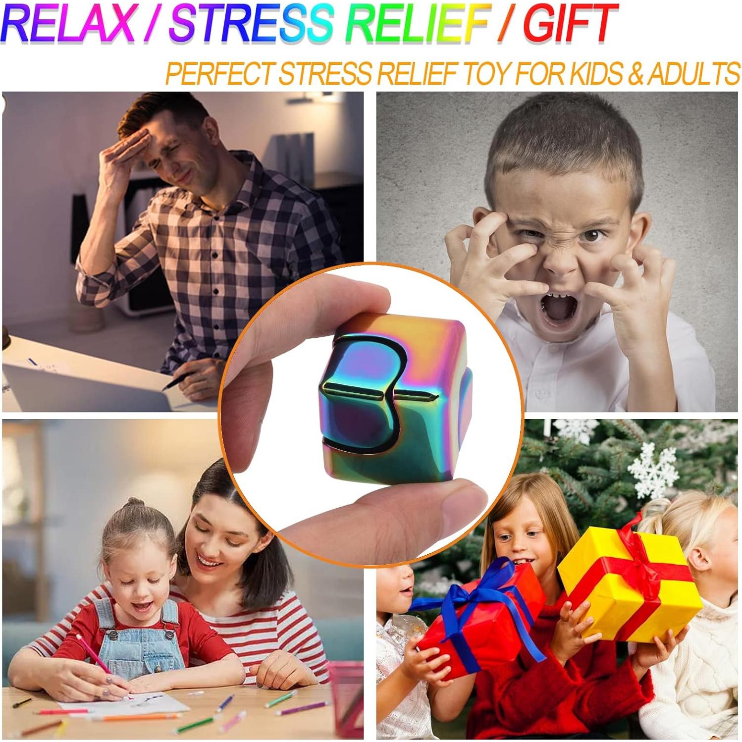 Cubo Fidget Spinner QLKUNLA Antiestrés 4-en-1 Arcoíris