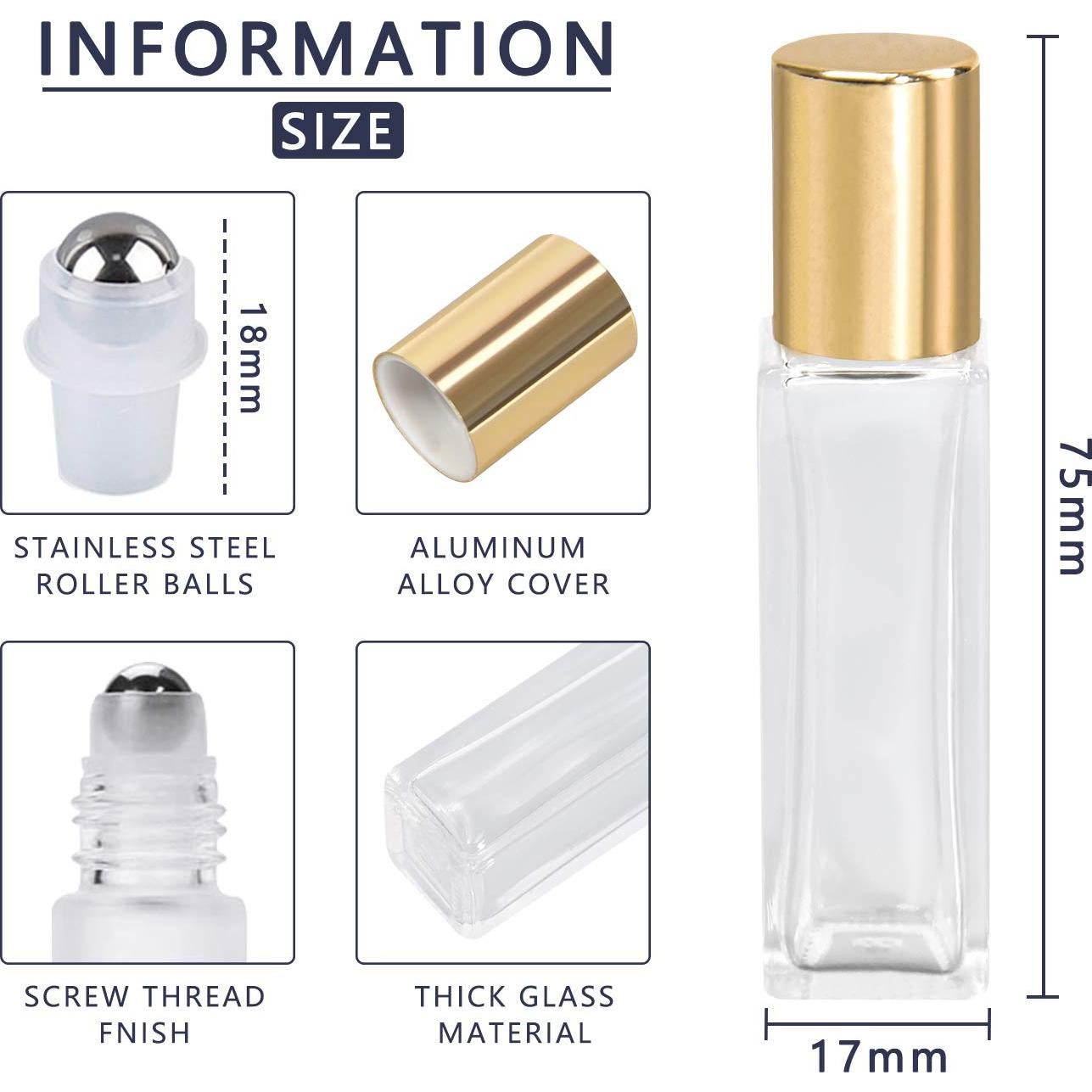 Botellas de Aceite Esencial wifreo 10ml Cuadradas 4 Piezas