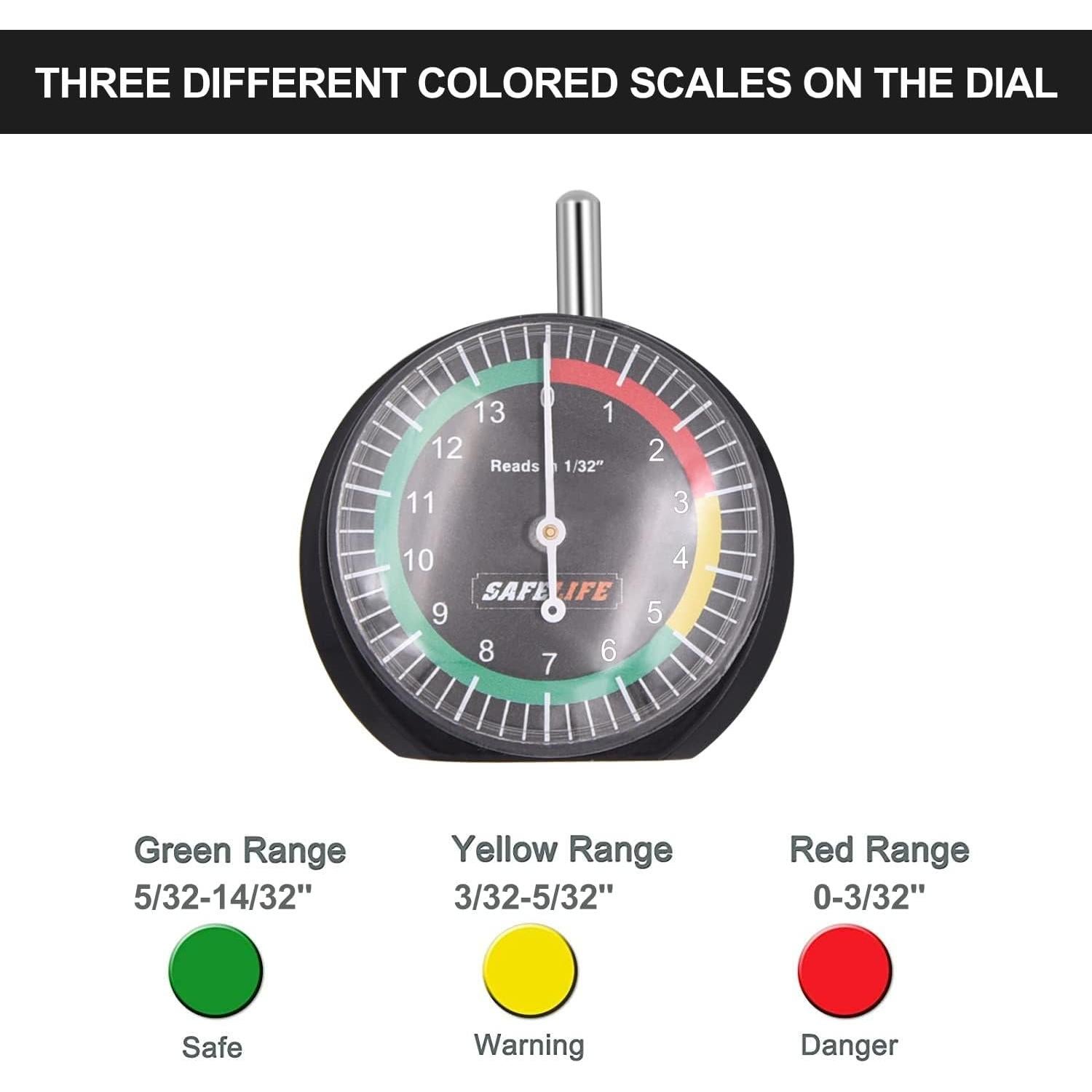 Medidor de Profundidad de Banda de Rodadura SAFELIFE 10.32 mm
