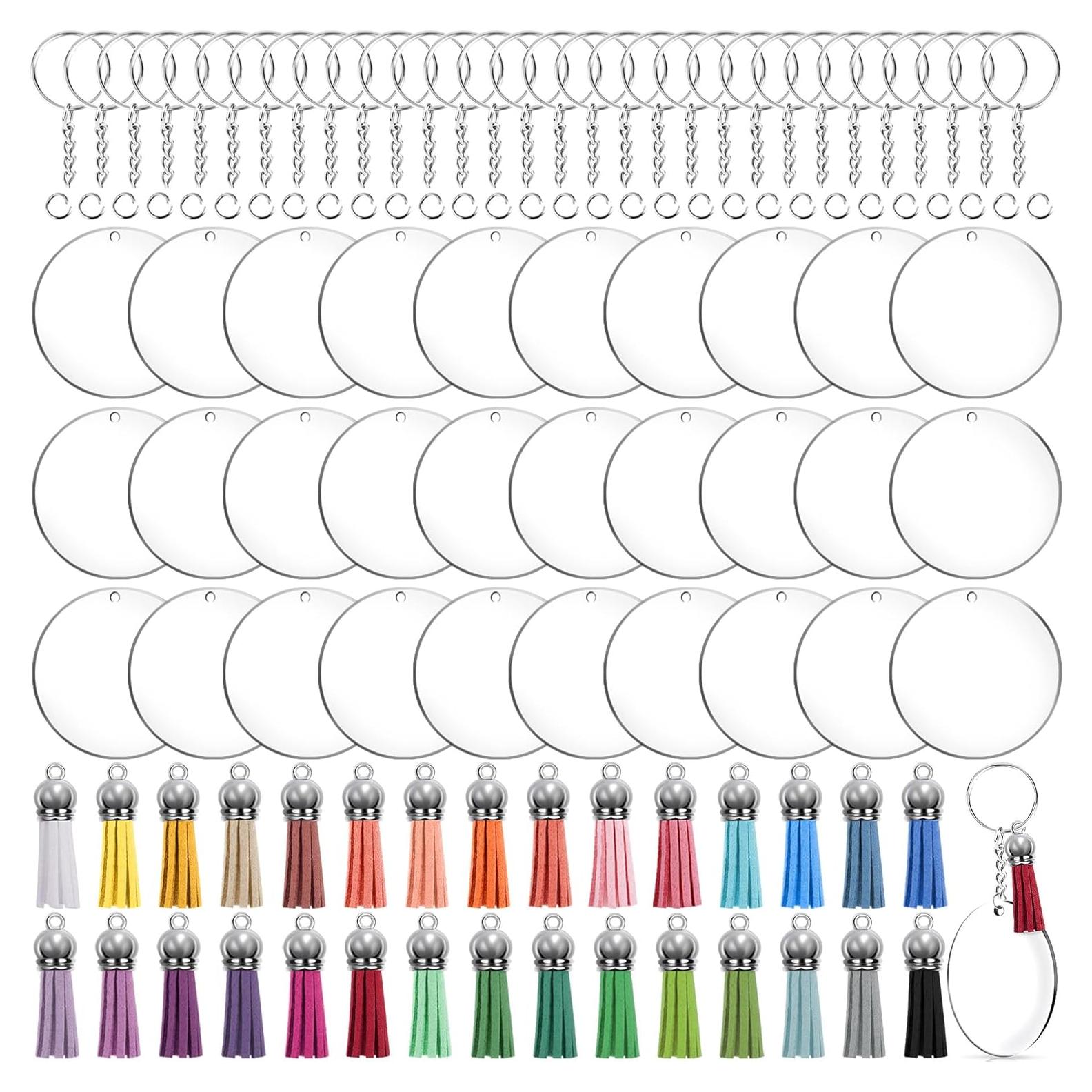 Juego de Llaveros Acrílicos Duufin 72 Piezas con Borlas Coloridas