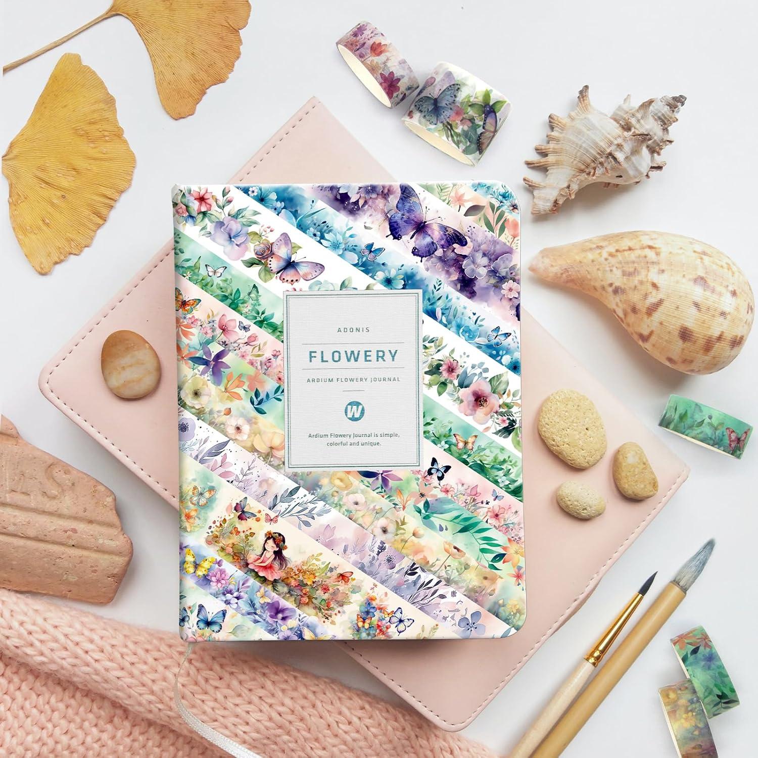 Juego de 20 Rollos de Cinta Washi Geesinimo Floral 30mm-5mm