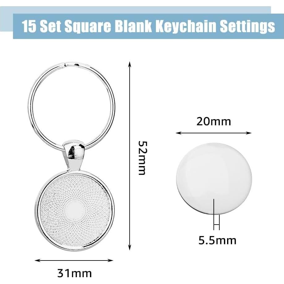 Kit de Llavero DIY DICOSMETIC 20 Sets 20mm Platino