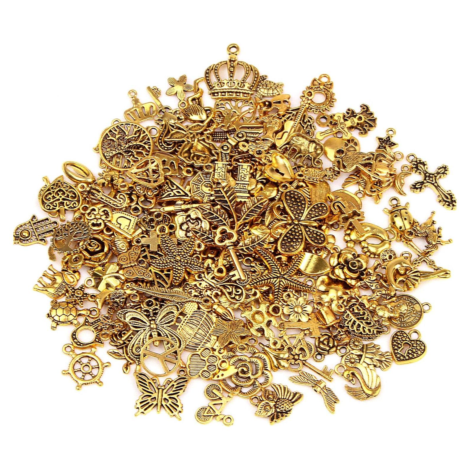 200 Piezas Encantos de Oro Antiguo SANNIX para Joyería DIY