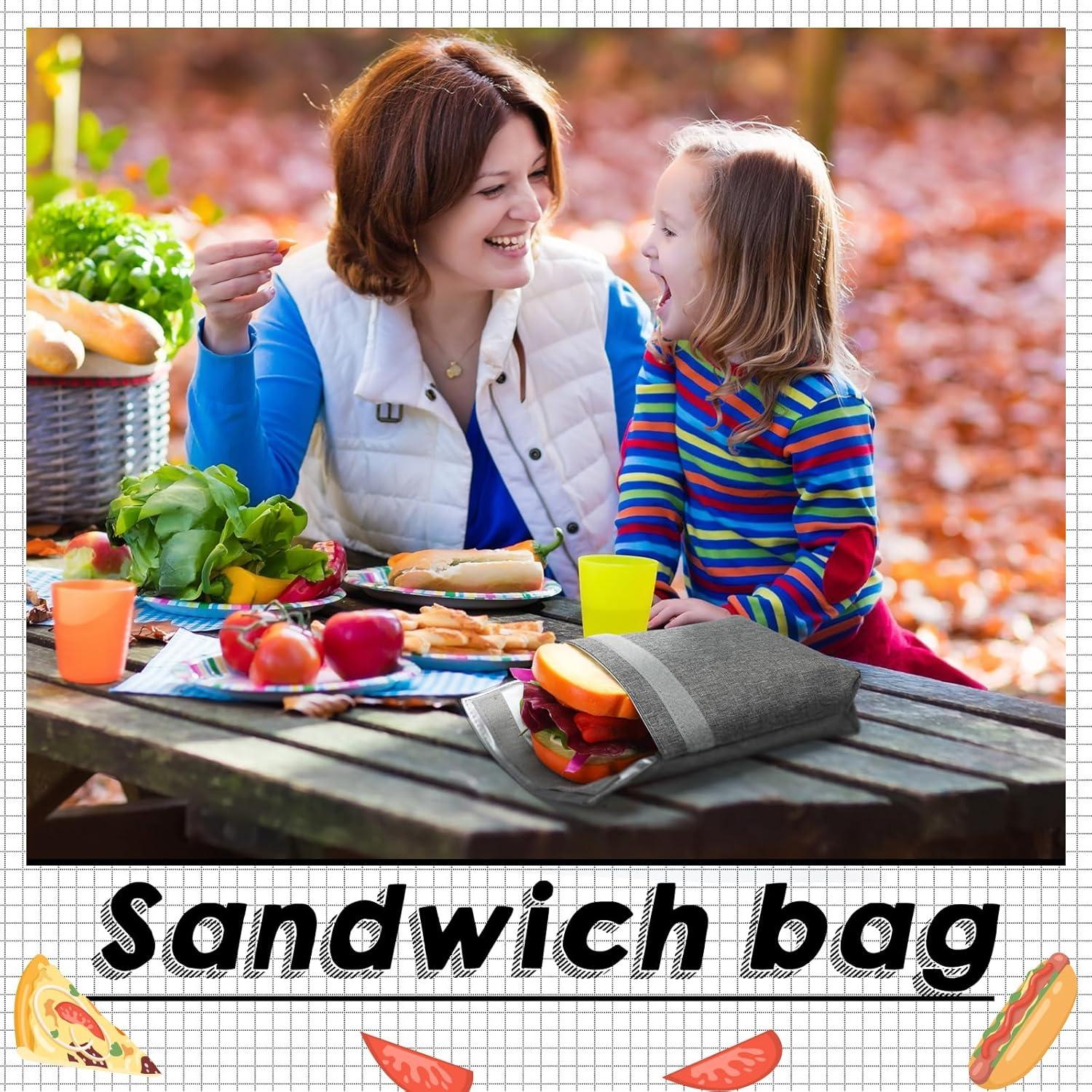 Set de 3 Bolsas de Almuerzo Reutilizables Qinyoung Gris Claro