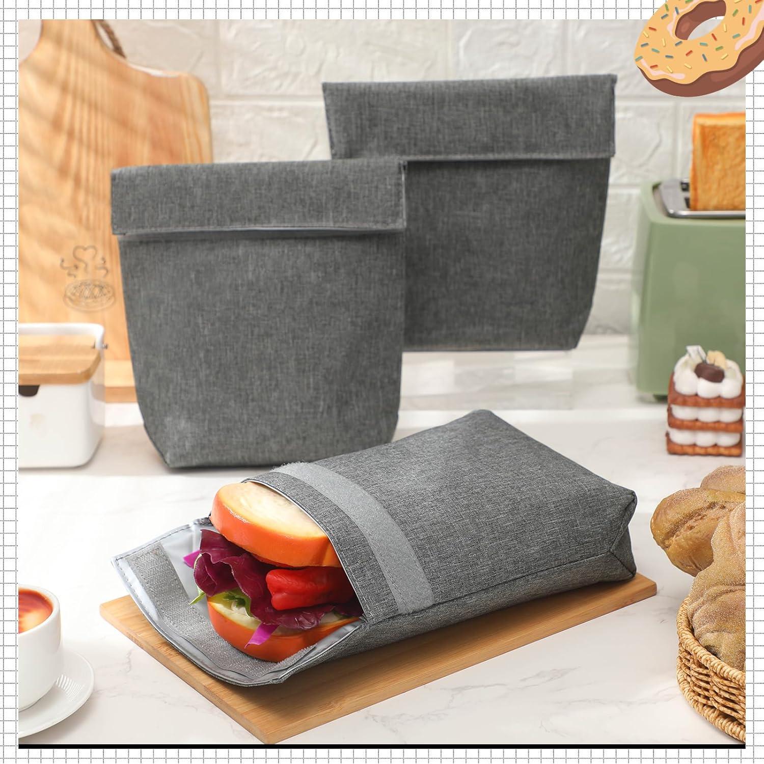 Set de 3 Bolsas de Almuerzo Reutilizables Qinyoung Gris Claro