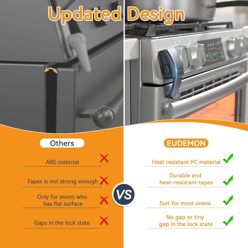 Cerradura Frontal de Horno EUDEMON a Prueba de Niños - Negro