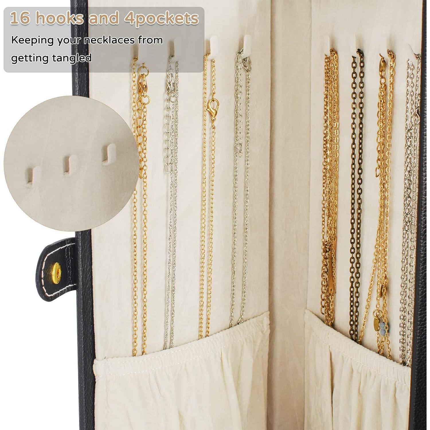 Caja de Joyas AKOZLIN Extra Grande Negra con Espejo y Cerradura