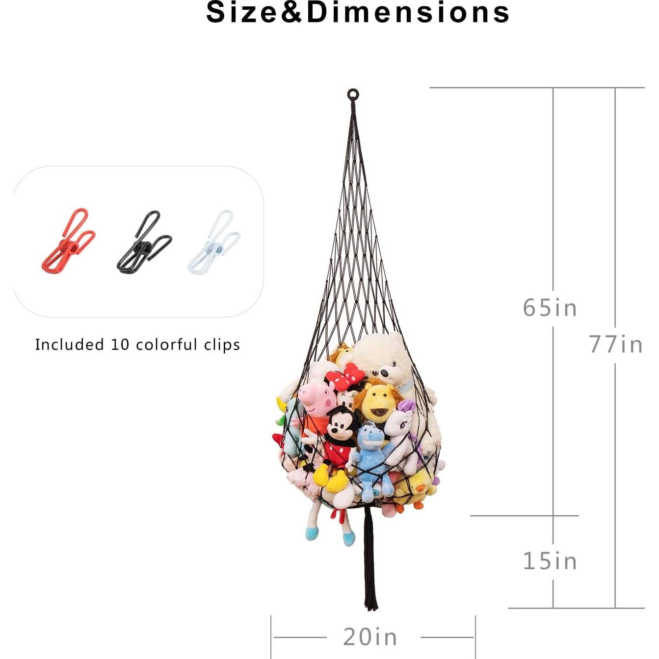 Hamaca Colgante de Algodón Amdermi para Peluches - Negro 2m