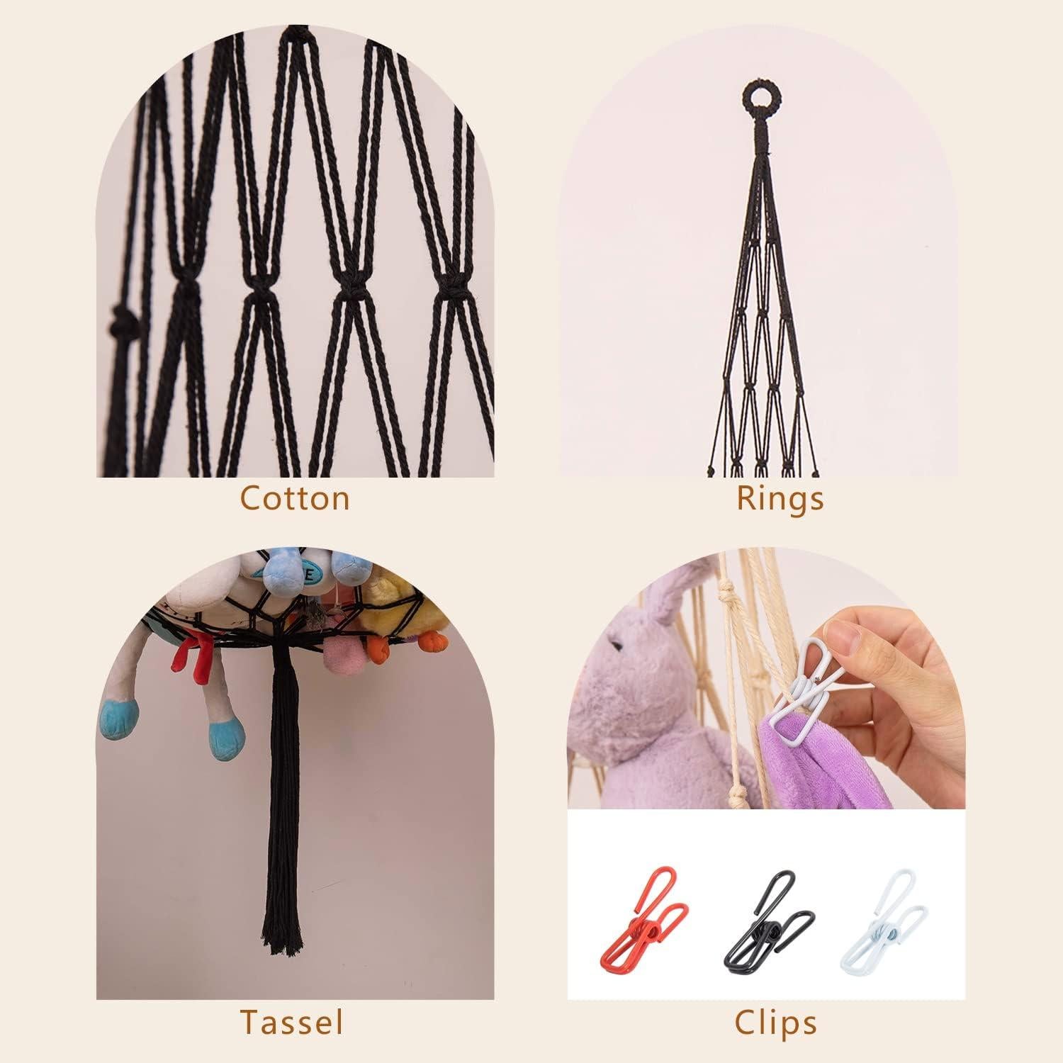 Hamaca Colgante de Algodón Amdermi para Peluches - Negro 2m