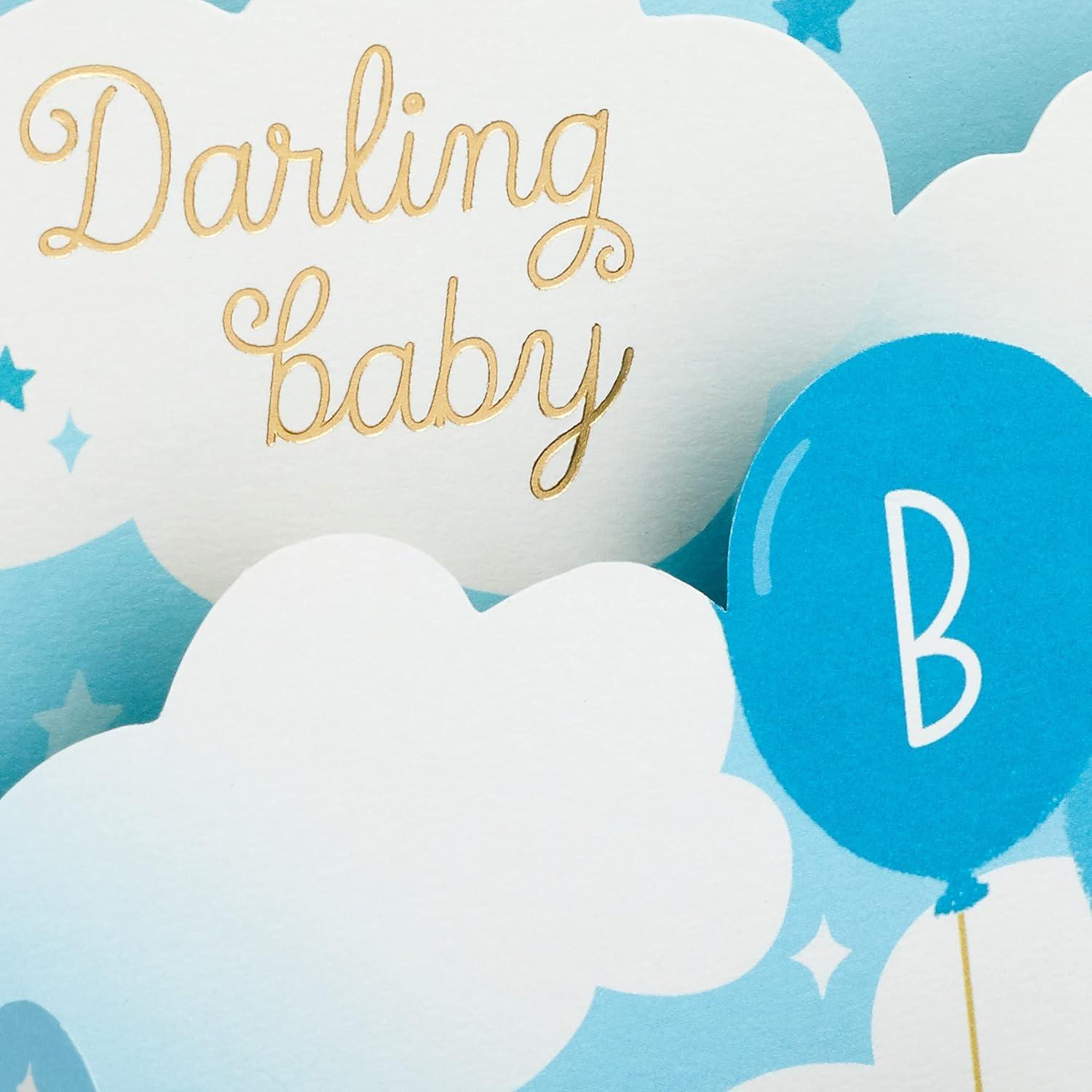 Tarjeta de Bienvenida Baby Shower Niño Hallmark 3D Globos Azules