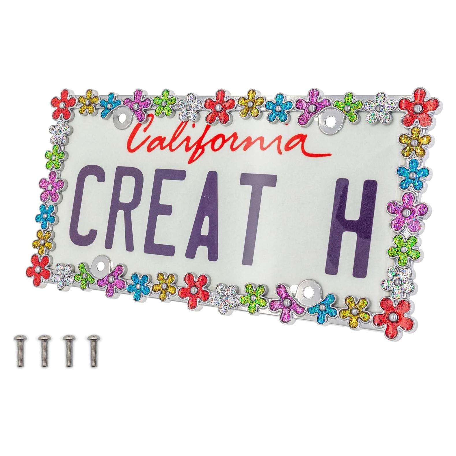 Marco de Placa de Licencia Creathome 3D Cromado Colorido