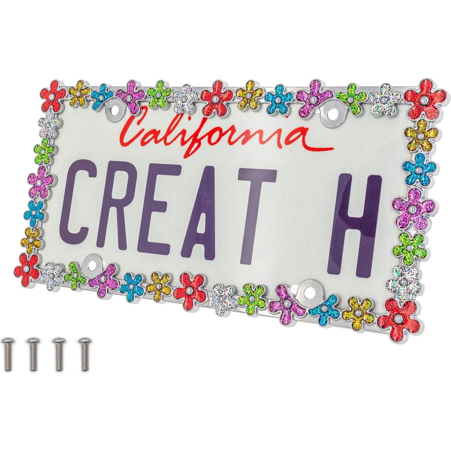 Marco de Placa de Licencia Creathome 3D Cromado Colorido