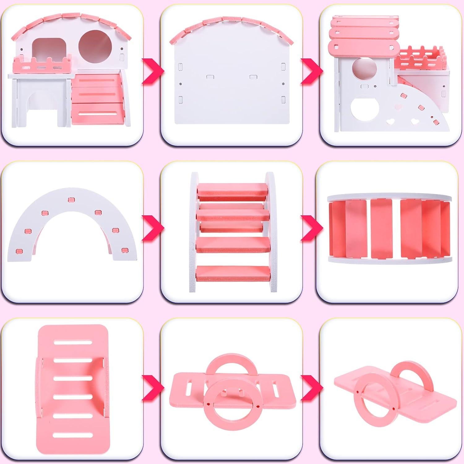 Juego de Juguetes para Hámster Skylety 3 Piezas Rosa