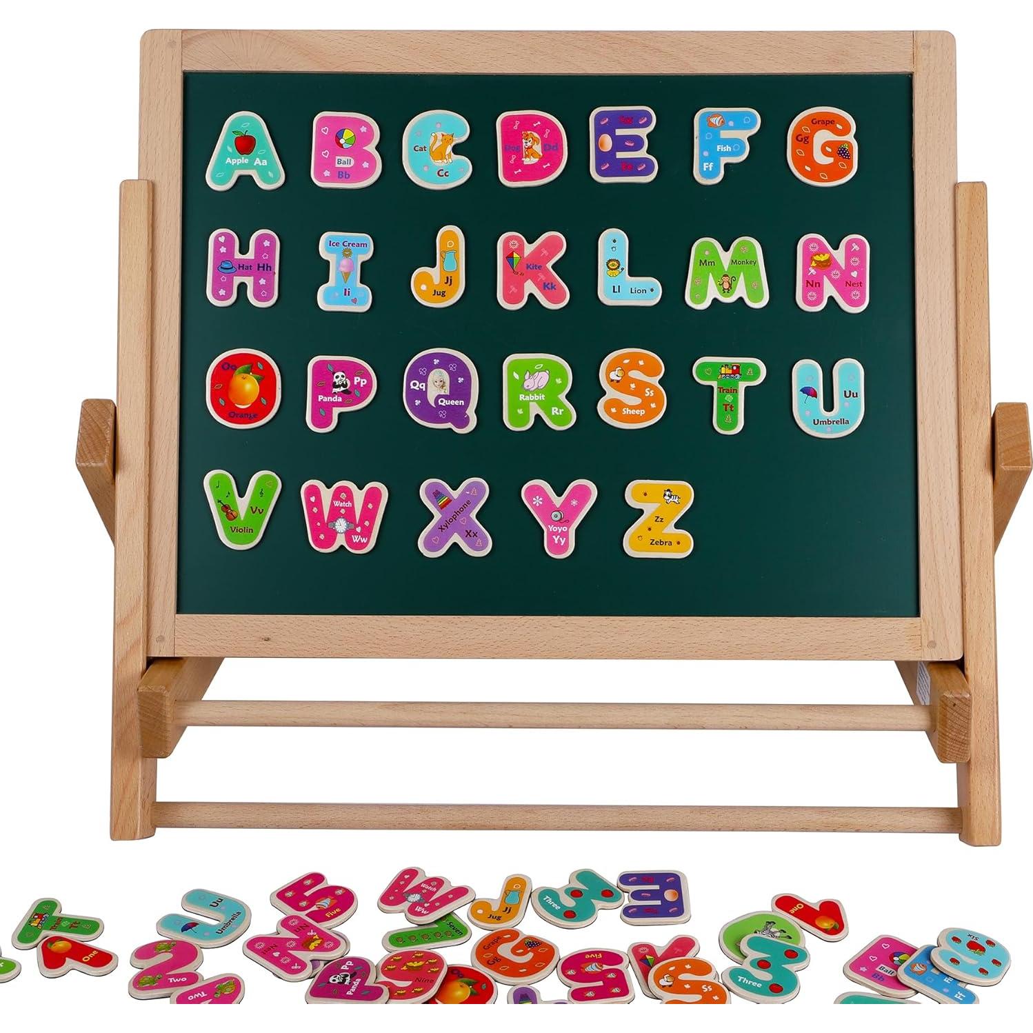 Juguetes de Madera Oxford 72 Piezas Letras y Números Magnéticos